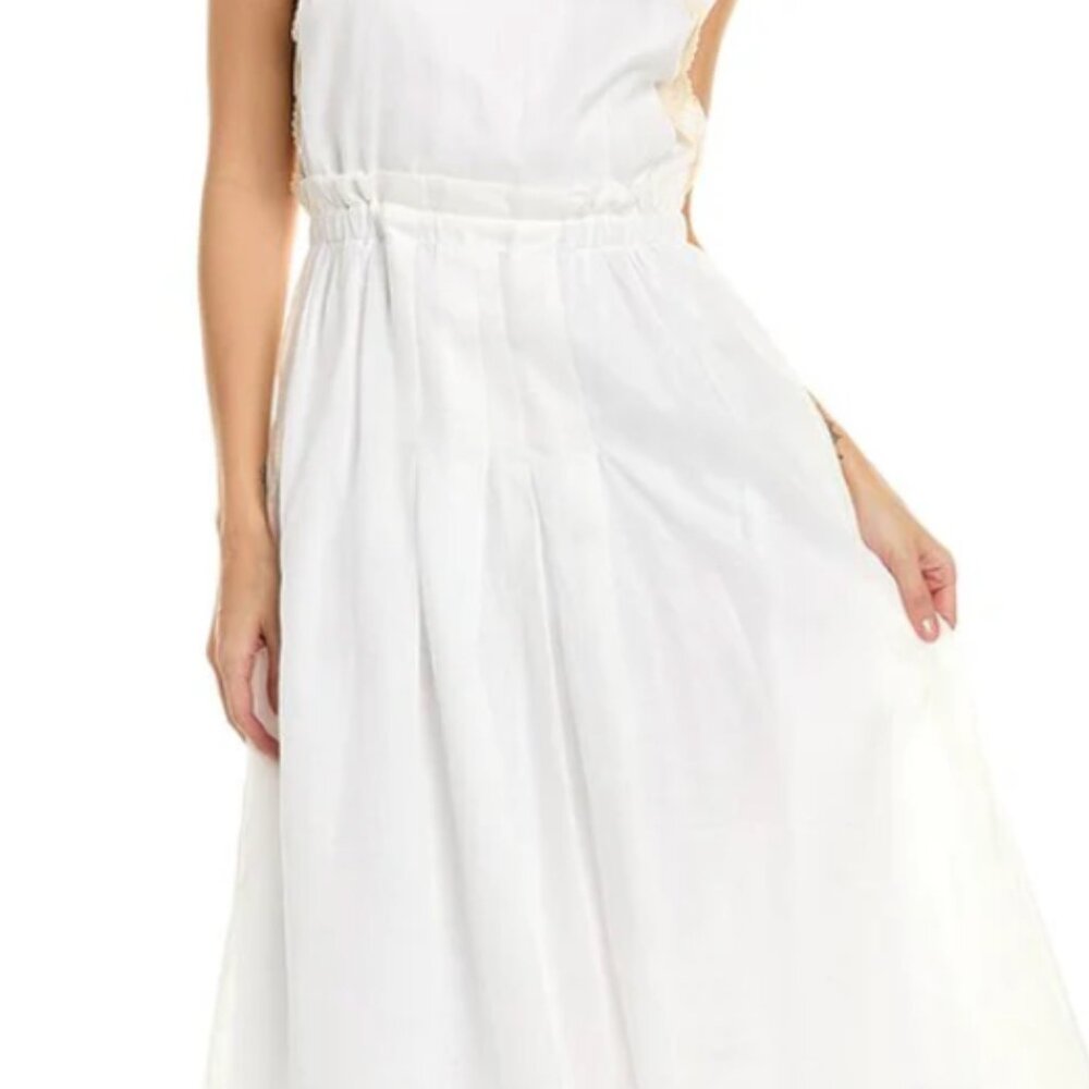 SANDRO white linen halter dress